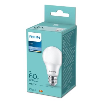 Lâmpada LED Philips A60 E27/8W/230V 6500K