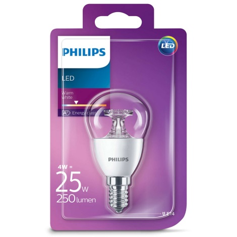 Lâmpada LED Philips E14/4W/230V 2700K - LUSTER transparente