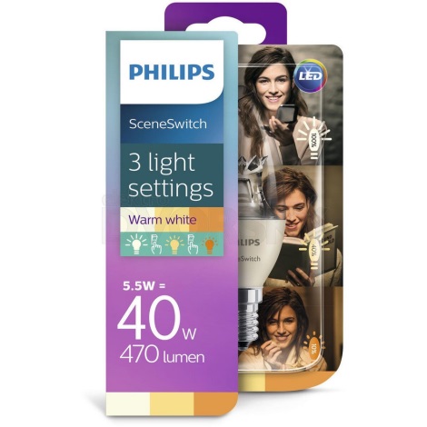 Lâmpada LED Philips SCENE SWITCH B38 E14/5,5W/230V 2200K-2700K