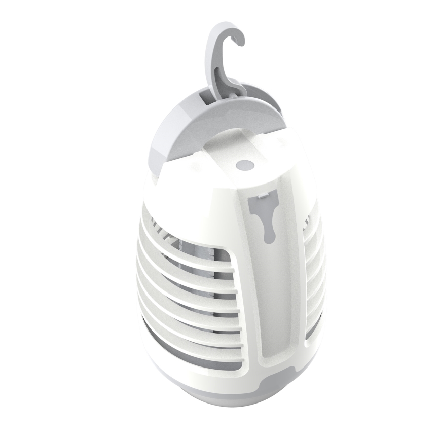 Lâmpada portátil recarregável LED com apanhador de insetos LED/5W/1800 mAh IPX4 branco/cinza