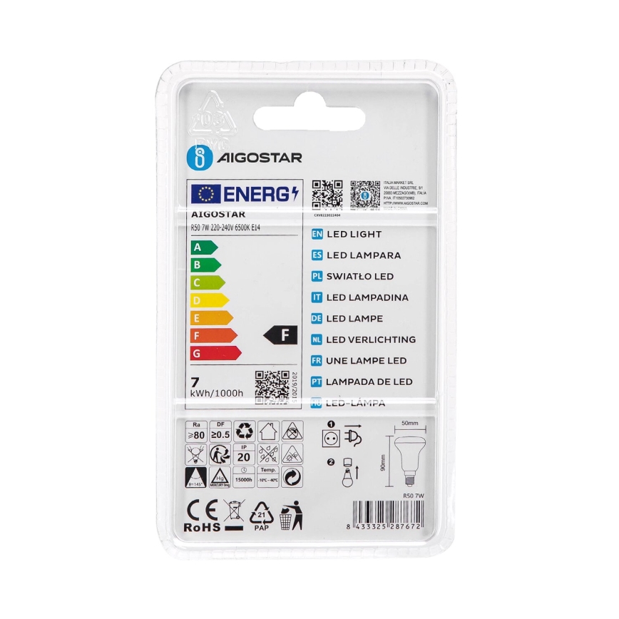 Lâmpada LED R50 E14/7W/230V 6500K - Aigostar