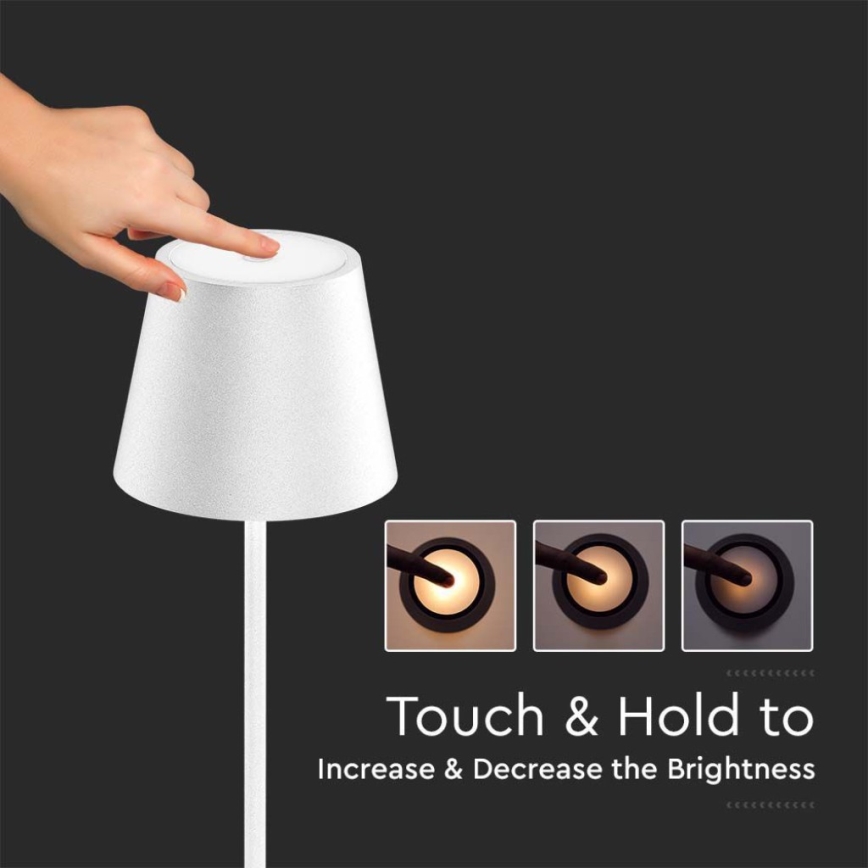 Lâmpada de pé recarregável LED dimmerizável 3 em 1 LED/4W/5V 4400 mAh 3000K IP54 branca