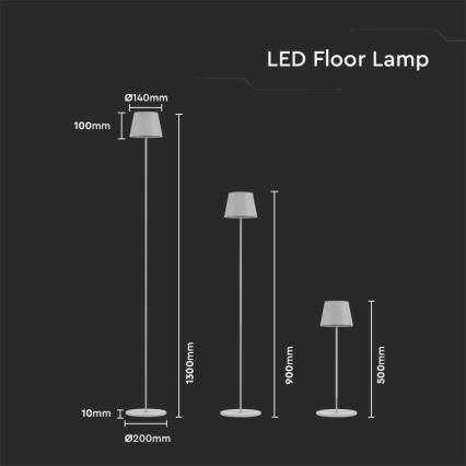 Lâmpada de pé recarregável LED dimmerizável 3 em 1 LED/4W/5V 4400 mAh 3000K IP54 branca