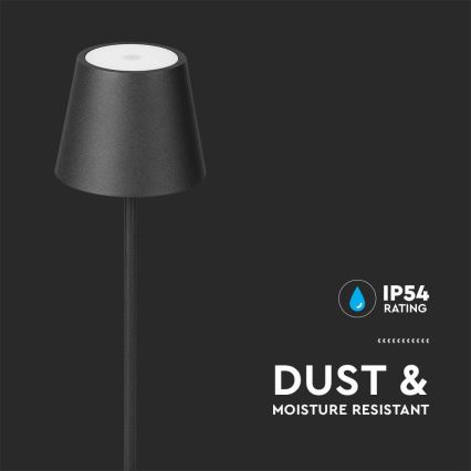 Lâmpada de pé recarregável LED dimmerizável 3 em 1 LED/4W/5V 4400 mAh 3000K IP54 preta