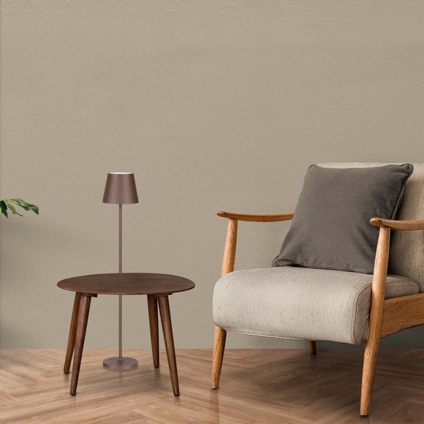 Lâmpada de pé recarregável LED dimmerizável 3 em 1 LED/4W/5V 4400 mAh 3000K IP54 castanha