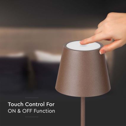 Lâmpada de pé recarregável LED dimmerizável 3 em 1 LED/4W/5V 4400 mAh 3000K IP54 castanha