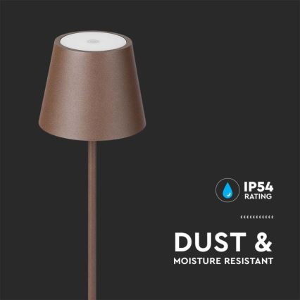 Lâmpada de pé recarregável LED dimmerizável 3 em 1 LED/4W/5V 4400 mAh 3000K IP54 castanha