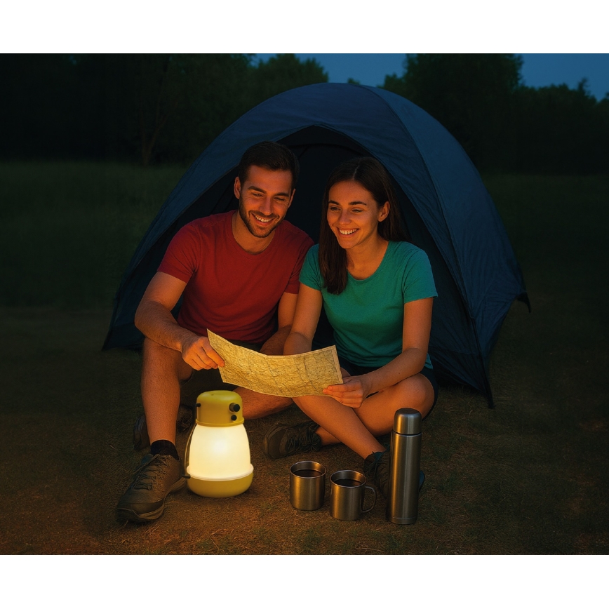 Lâmpada LED recarregável portátil dimerizável com função power bank LUMINA MINIO LED/5V 1800 mAh IP44 amarela