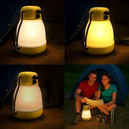 Lâmpada LED recarregável portátil dimerizável com função power bank LUMINA MINIO LED/5V 1800 mAh IP44 amarela
