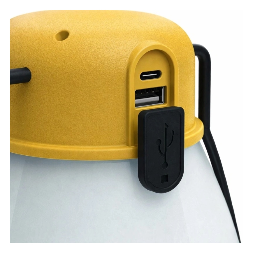 Lâmpada LED recarregável portátil dimerizável com função power bank LUMINA MINIO LED/5V 1800 mAh IP44 amarela