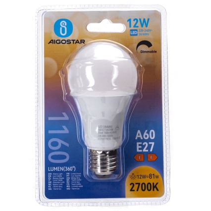 Lâmpada LED regulável A60 E27/12W/230V 2700K - Aigostar