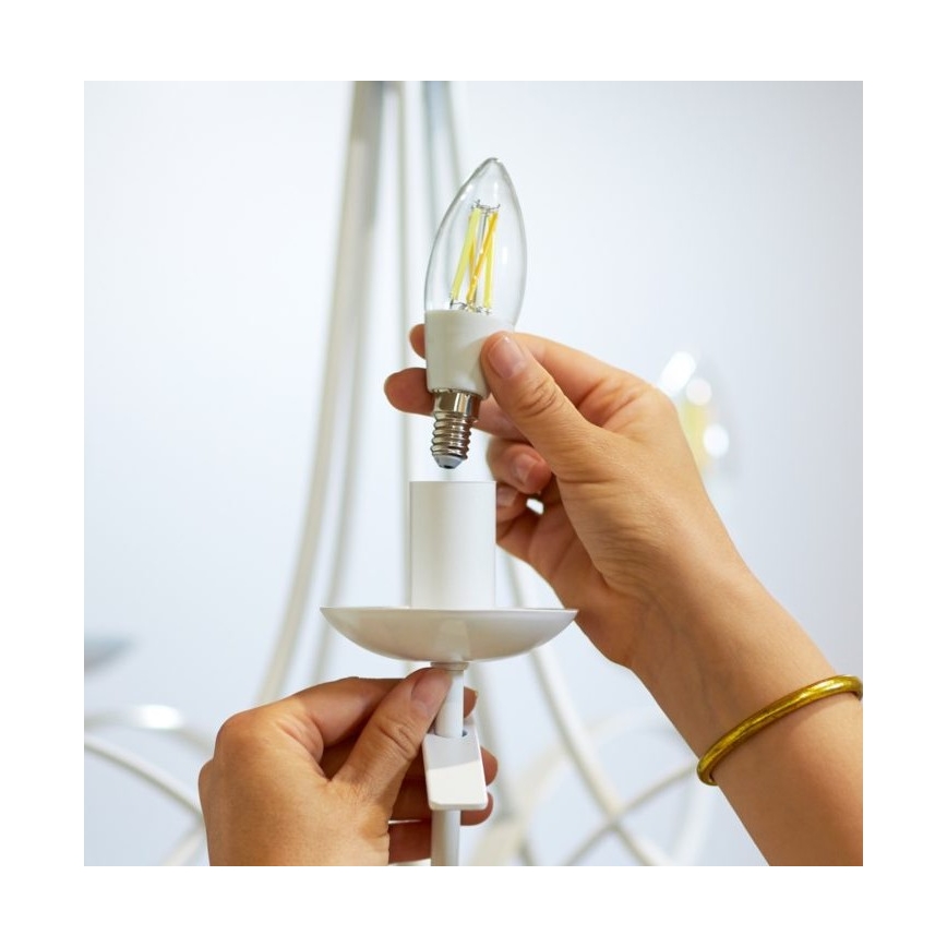 Lâmpada LED Regulável FILAMENT C35 E14/4,9W/230V 2700-6500K CRI 90 Wi-Fi - WiZ