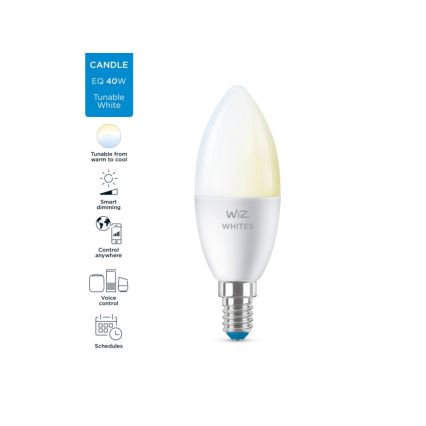 Lâmpada LED regulável C37 E14/4,9W/230V 2700-6500K CRI 90 Wi-Fi - WiZ
