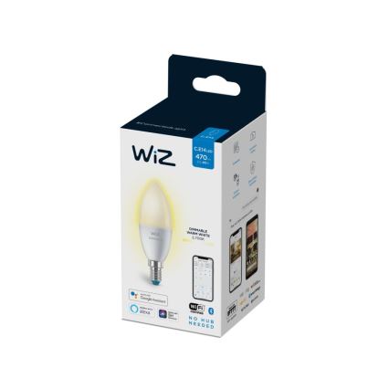 Lâmpada LED regulável C37 E14/4,9W/230V 2700K CRI 90 Wi-Fi - WiZ