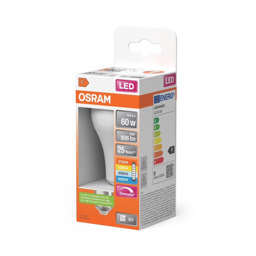 Lâmpada LED regulável CLASSIC A60 E27/8,8W/230V 2700/3000/4000/6500K - Osram