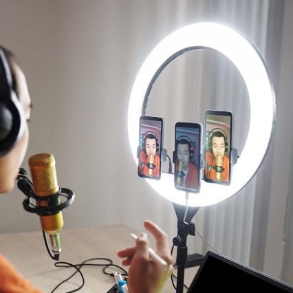 Lâmpada LED dimerizável com tripé e suporte para vlogging LED/55W/230V IRC 90 + controlo remoto