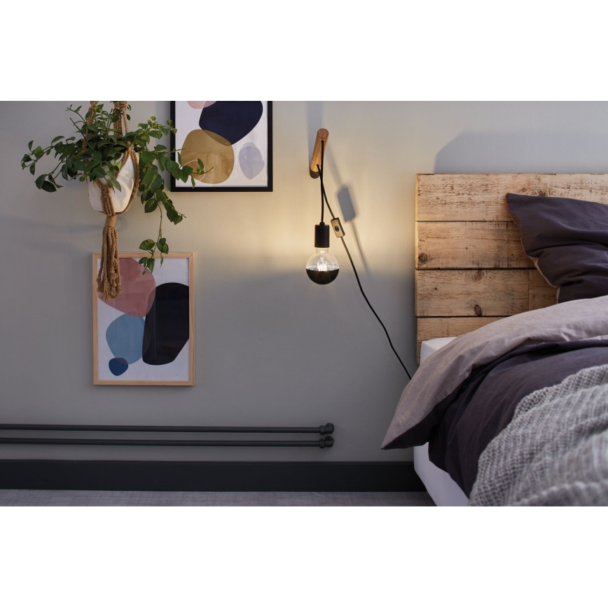 Lâmpada LED regulável com uma tampa esférica espelhada GLOBE G95 E27/6,5W/230V 2700K preto - Paulmann 28676