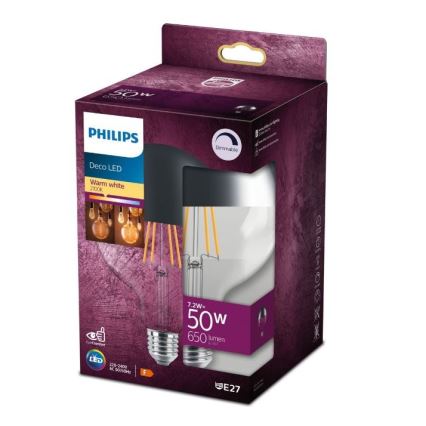 Lâmpada LED regulável com uma tampa esférica espelhada DECO Philips G125 E27/7,2W/230V 2700K