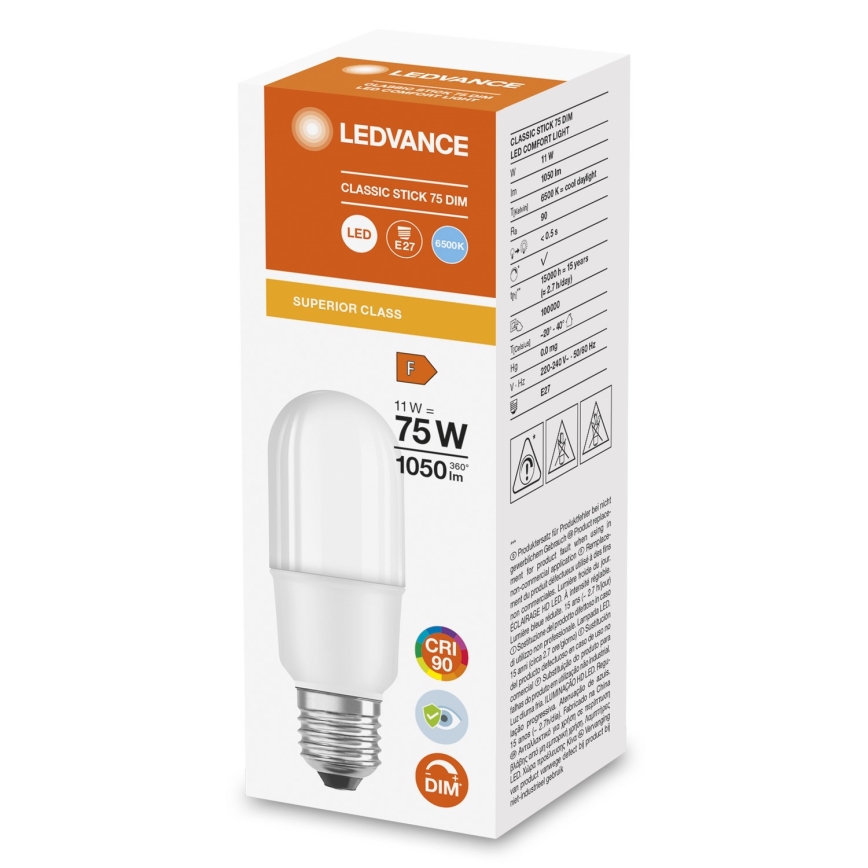 Lâmpada LED regulável E27/11W/230V 6500K IRC 90 - Ledvance