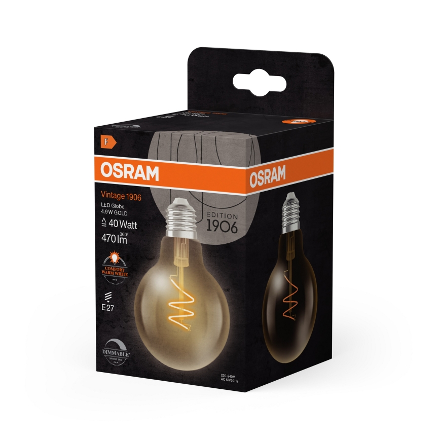 Lâmpada LED regulável Filamento Vintage E27/4,9W/230V 2200K IRC 90 - Osram