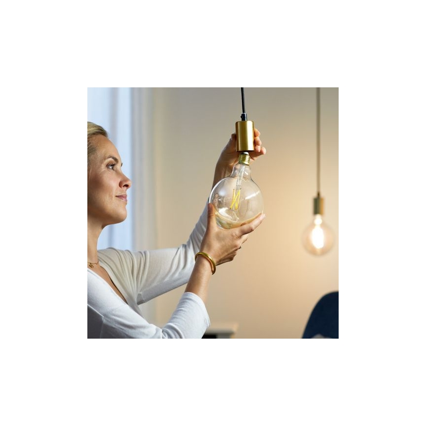 Lâmpada LED Regulável FILAMENT G125 E27/7W/230V 2700-6500K CRI 90 Wi-Fi - WiZ
