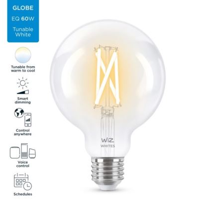 Lâmpada LED Regulável FILAMENT G95 E27/6,7W/230V 2700-6500K CRI 90 Wi-Fi - WiZ