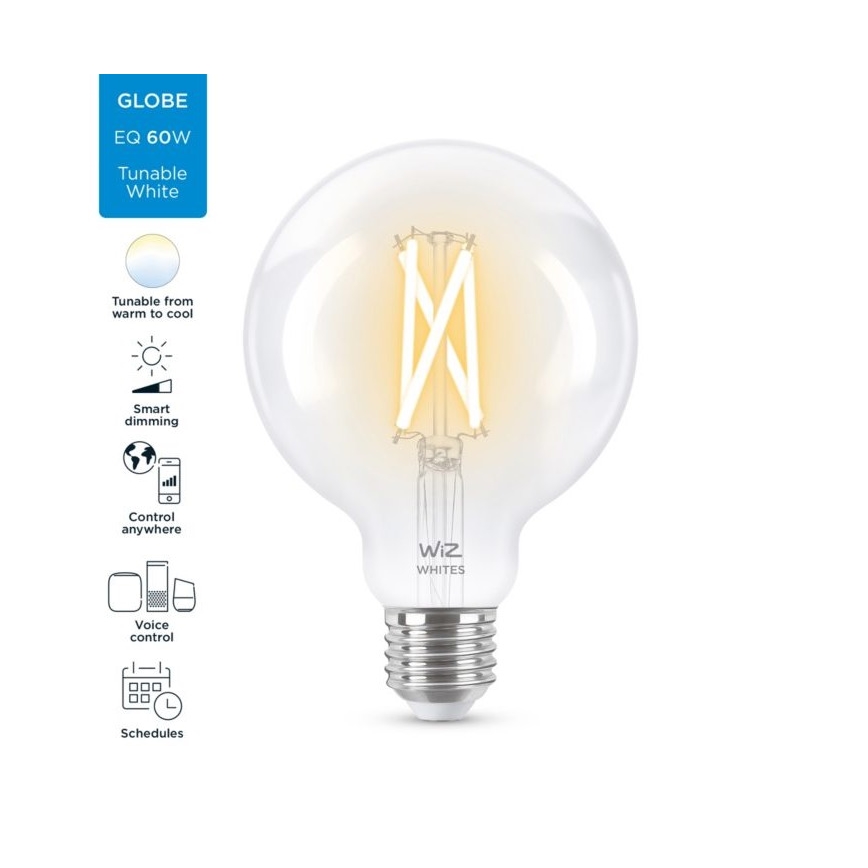 Lâmpada LED Regulável FILAMENT G95 E27/6,7W/230V 2700-6500K CRI 90 Wi-Fi - WiZ