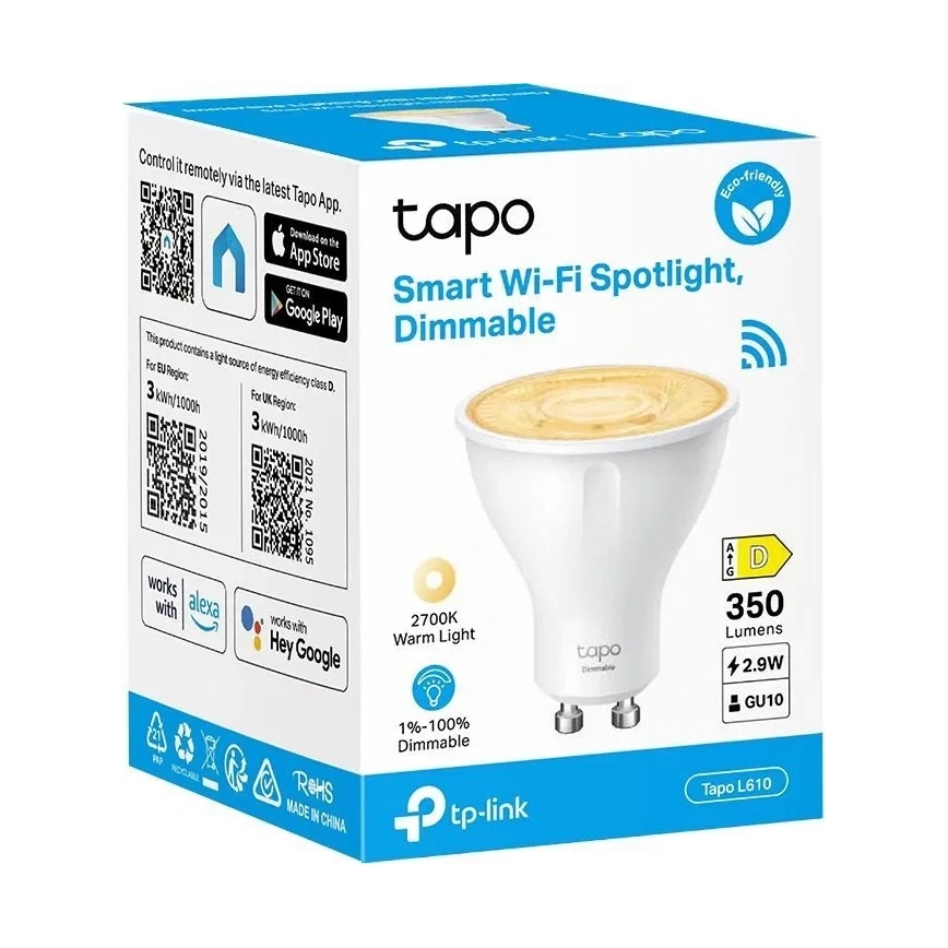 Lâmpada LED regulável GU10/2,9W/230V 2700K Wi-Fi - TP-Link