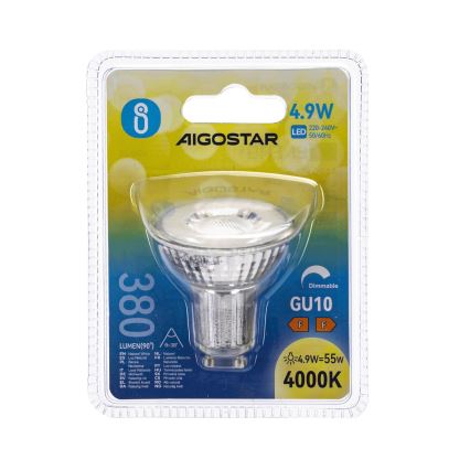 Lâmpada LED regulável GU10/4,9W/230V 4000K - Aigostar