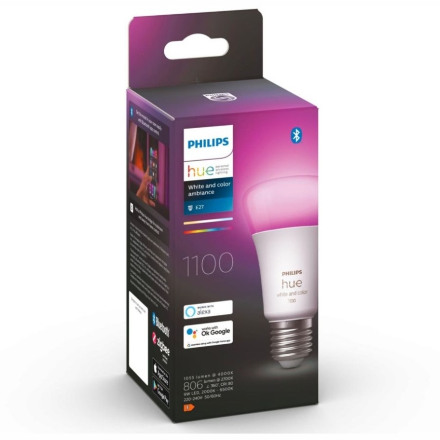 Lâmpada LED dimerizável Philips Hue White and Color Ambiance A60 E27/9W/230V 2000-6500K