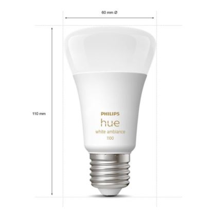 Lâmpada LED regulável Philips Hue WHITE AMBIANCE E27/8W/230V 2200-6500K