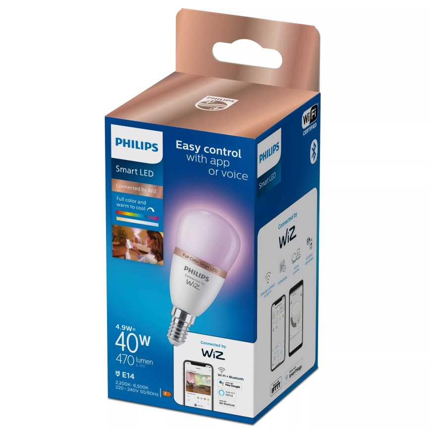Lâmpada LED RGB dimerizável Philips SMART P45 E14/4,9W/230V 2200-6500K CRI 90