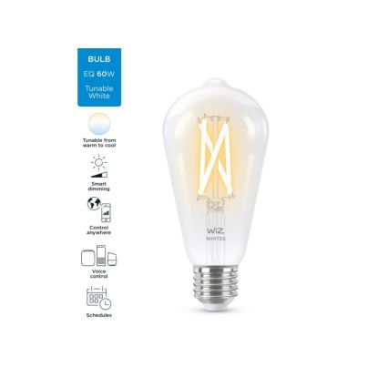 Lâmpada LED regulável FILAMENT ST64 E27/6,7W/230V 2700-6500K CRI 90 Wi-Fi - WiZ