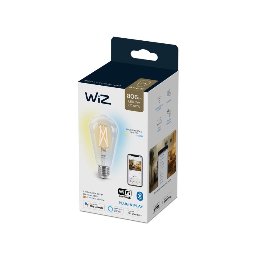 Lâmpada LED regulável FILAMENT ST64 E27/6,7W/230V 2700-6500K CRI 90 Wi-Fi - WiZ