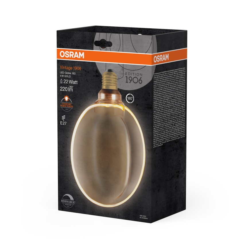 Lâmpada LED regulável VINTAGE E27/4W/230V 1800K dourada - Osram