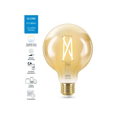 Lâmpada LED regulável VINTAGE FILAMENT G95 E27/6,7W/230V 2000-5000K CRI 90 Wi-Fi - WiZ
