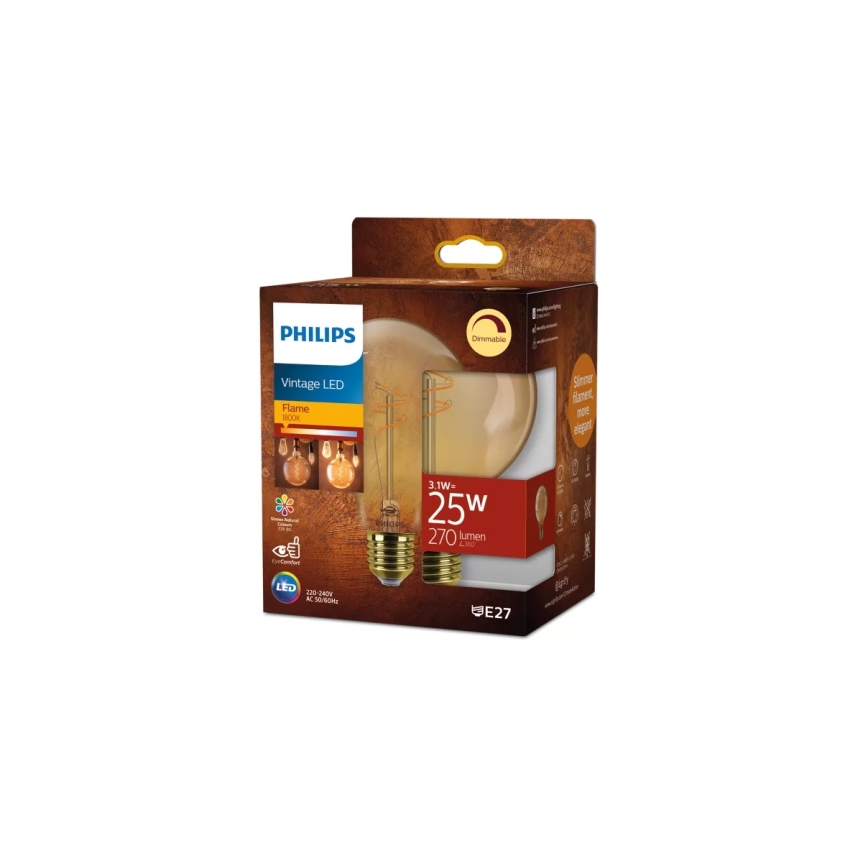 Lâmpada LED regulável VINTAGE Philips G95 E27/3,1W/230V 1800K