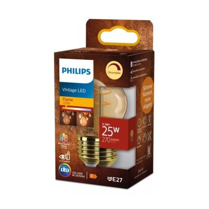 Lâmpada LED regulável VINTAGE Philips P45 E27/3,1W/230V 2200K IRC 90