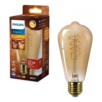 Lâmpada LED regulável VINTAGE Philips ST64 E27/7,3W/230V 2200K CRI 90