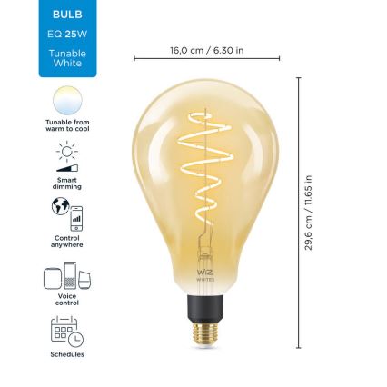 Lâmpada LED regulável VINTAGE FILAMENT PS160 E27/6,5W/230V 2000-5000K CRI 90 Wi-Fi -WiZ