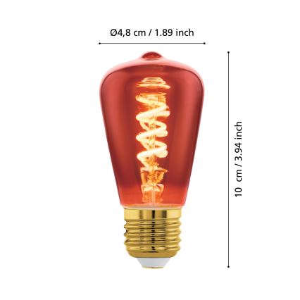 Lâmpada LED regulável VINTAGE ST48 E27/4W/230V 2000K vermelha - Eglo 110199
