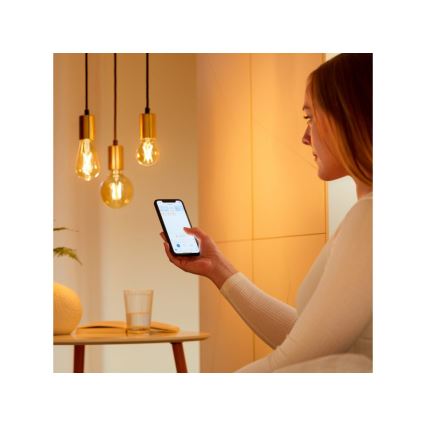 Lâmpada LED regulável VINTAGE FILAMENT ST64 E27/7W/230V 2000-5000K CRI 90 Wi-Fi - WiZ