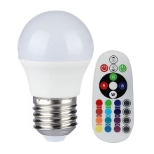 Lâmpada LED RGB com regulação E27/3,5W/230V 6400K + CR