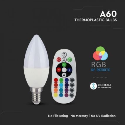 Lâmpada LED RGB dimerizável E14/3,5W/230V 6400K + controlo remoto