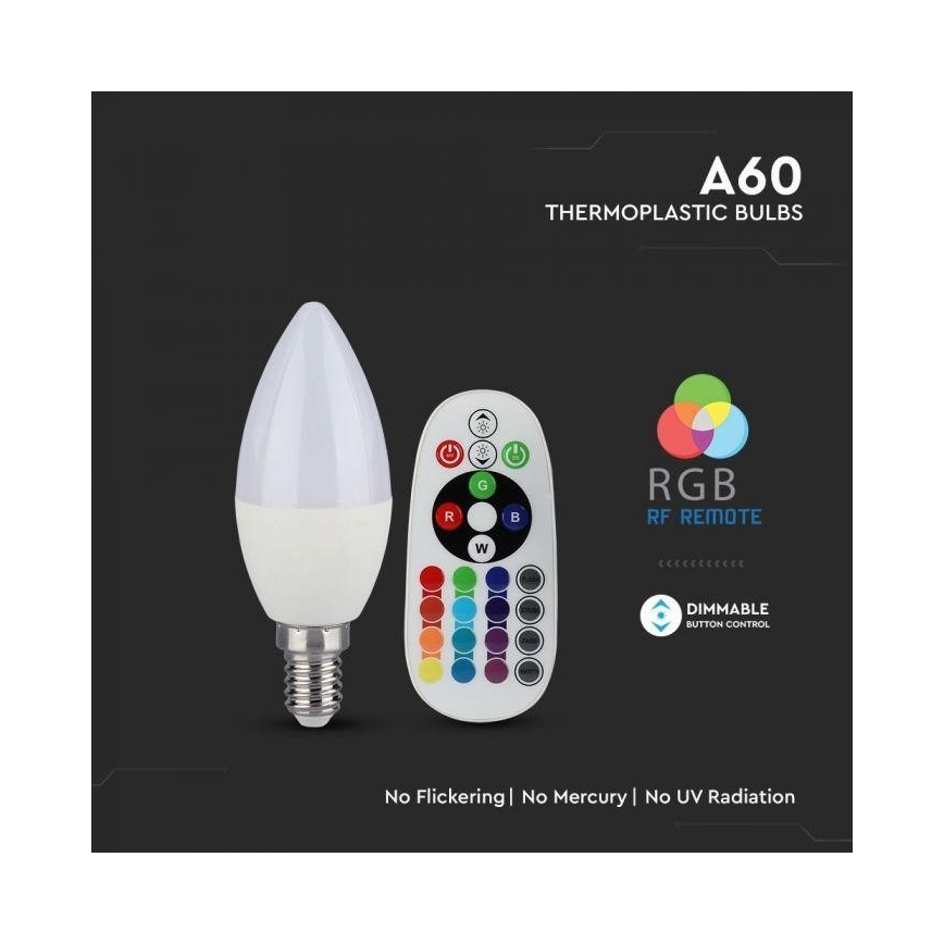 Lâmpada LED RGB dimerizável E14/3,5W/230V 6400K + controlo remoto