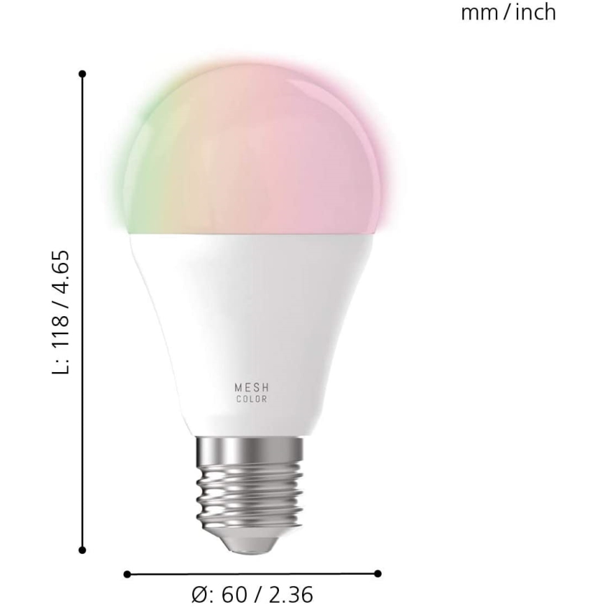Lâmpada LED RGB Regulável CONNECT E27/9W 2700-6500K - Eglo