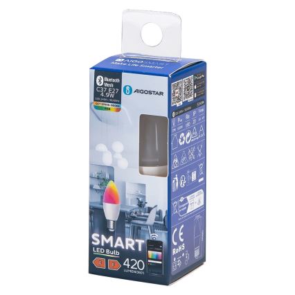 Lâmpada LED RGBW Regulável C37 E27/4,9W/230V 2700-6500K - Aigostar