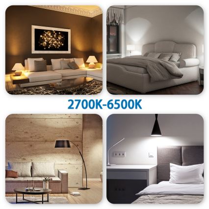 Lâmpada LED RGBW com regulação C37 E14/6,5W/230V 2700-6500K Wi-Fi - Aigostar