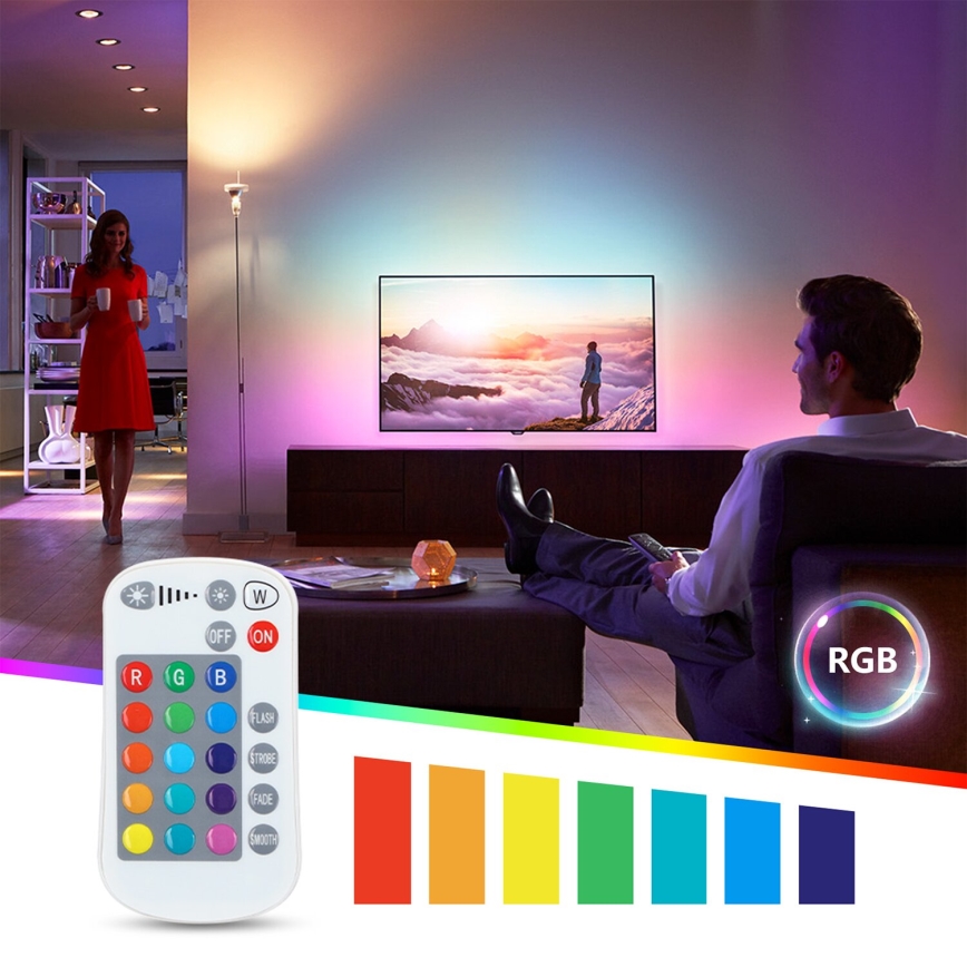 Lâmpada LED RGBW com regulação E27/8W/230V 3000K + comando - Aigostar