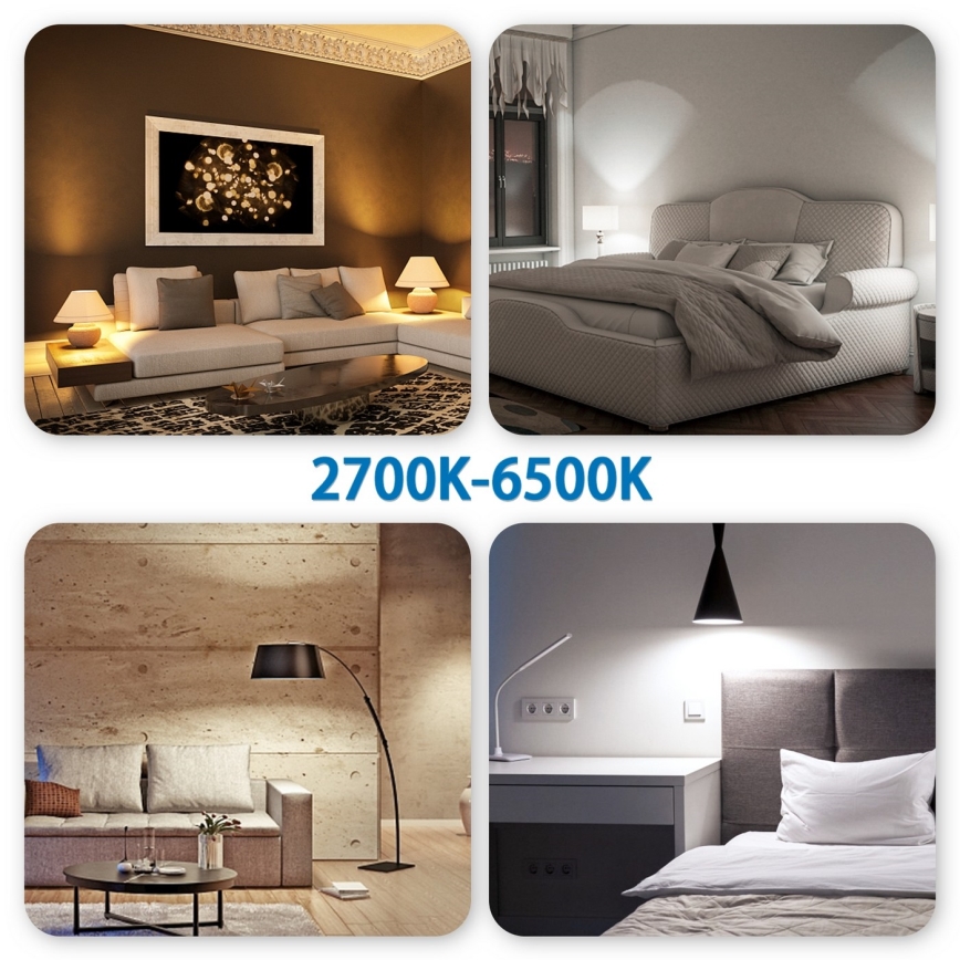 Lâmpada LED RGBW com regulação G45 E27/6,5W/230V 2700-6500K Wi-Fi - Aigostar